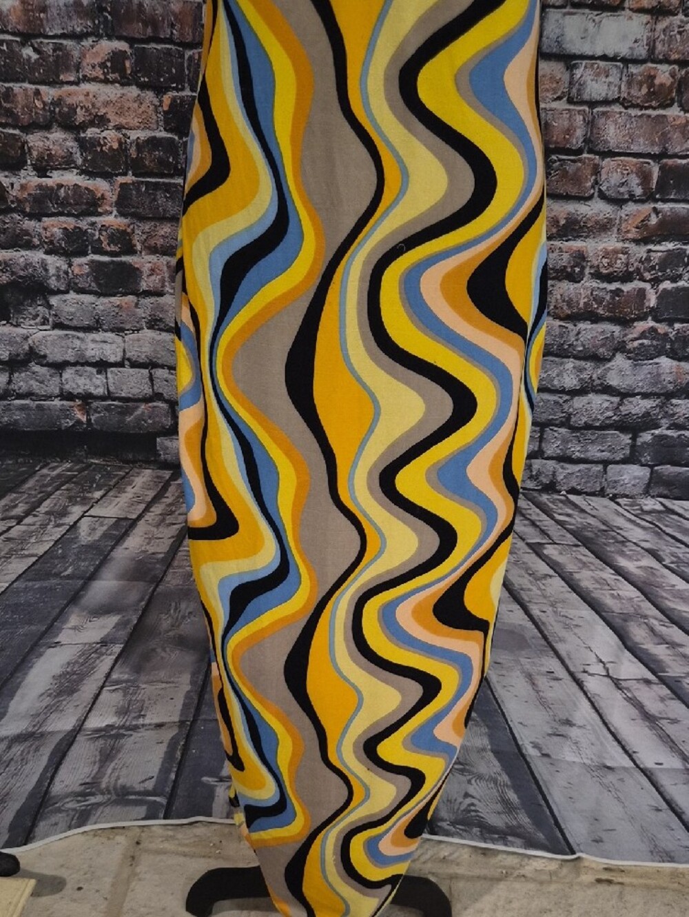 Almost Famous Yellow Blue Black Cream Colorblock Strapless Maxi Dress - Picture 4 of 8